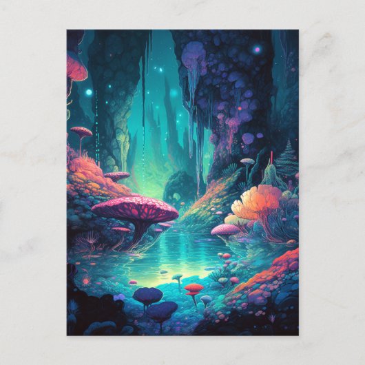 Fantasy Cave Grotto Colorful Surreal Briefkaart (Voorkant)