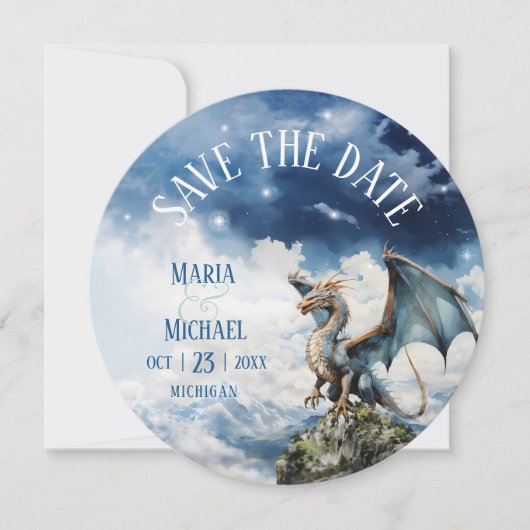 Fantasy Celtic Dragon Wedding Save the Date Kaart (Voorkant)