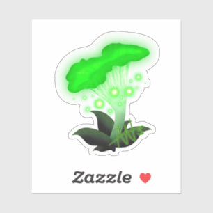 Fantasy Chanterelle Gloeiende Groene Paddestoel Cu Sticker