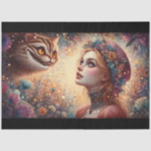 Fantasy Cheshire Cat en Alice Decoupage Tissuepapier (Voorkant)