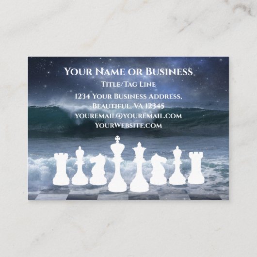 Fantasy Chessboard en Ocean Waves Night Sky Chess Visitekaartje (Achterkant)