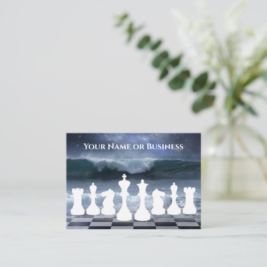 Fantasy Chessboard en Ocean Waves Night Sky Chess Visitekaartje (Staand voorkant)
