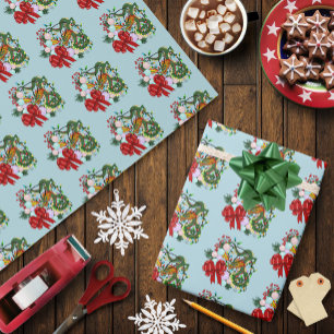 Fantasy Chinese Draak Kerst Krans Fantasie Cadeaupapier