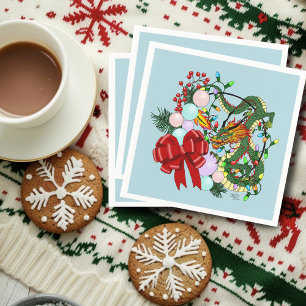 Fantasy Chinese Draak Kerst Krans Fantasie Servet