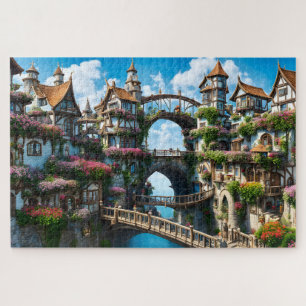 Fantasy City op een klif Legpuzzel