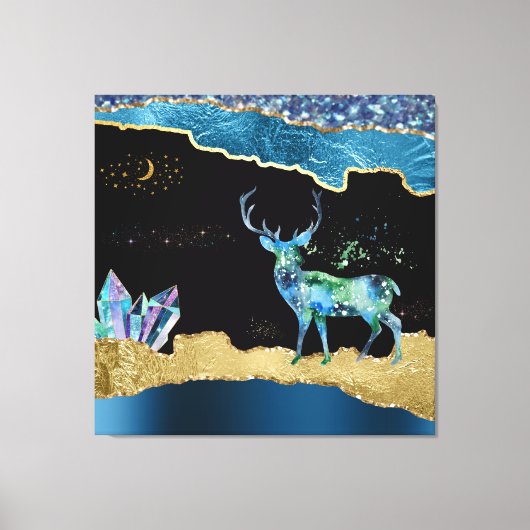 *~* Fantasy Crystal Herten Celestial GLITTER AP8 Canvas Afdruk (Voorkant)