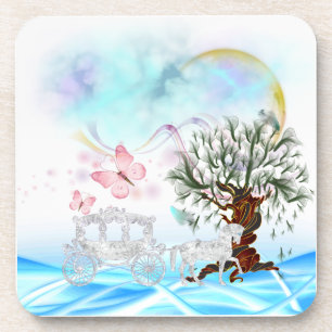 Fantasy Crystal Horse Carriage Bier Onderzetter