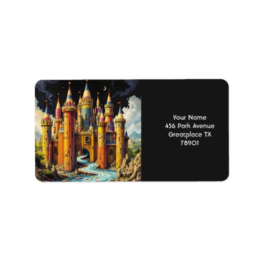 Fantasy Cute Castle From Pencils Etiket (Voorkant)