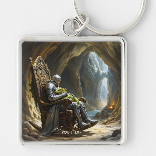 Fantasy Cute  Cave Dragon Knight Sleutelhanger (Voorkant)