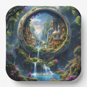 Fantasy Cute Dorp Miniatuur Stad . Perfect Als Ee Papieren Bordje