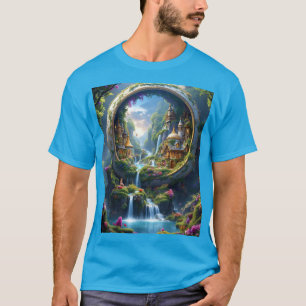 Fantasy Cute Dorp Miniatuur Stad . Perfect Als Ee T-shirt
