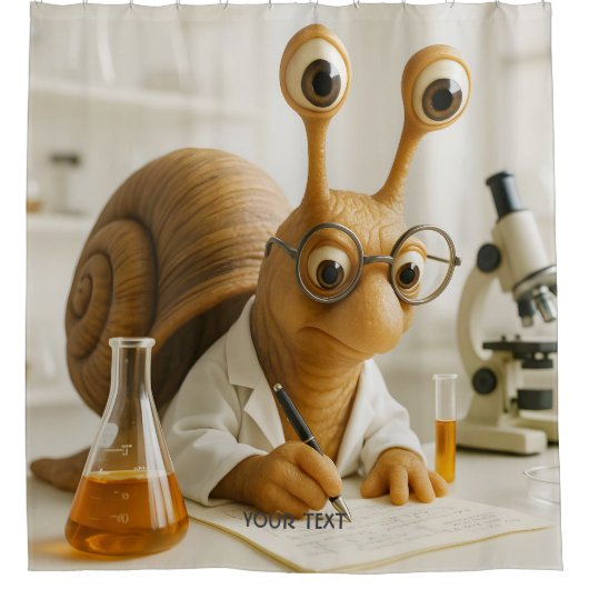 Fantasy Cute Famous Snail Scientist  Douchegordijn (Voorkant)
