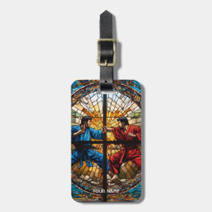 Fantasy Cute Glas-in-lood Karate Bagagelabel