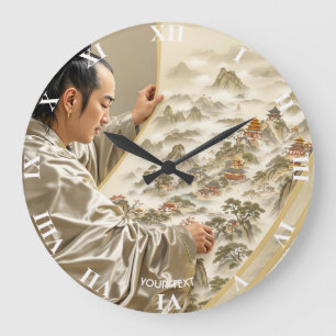 Fantasy Cute Japans Schilder Landschap Grote Klok
