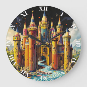 Fantasy Cute Kasteel Van Potloden Grote Klok