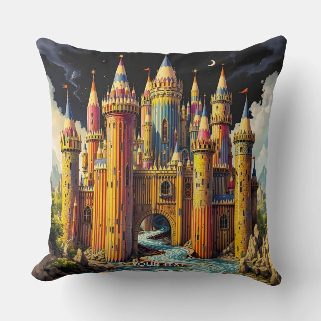 Fantasy Cute Kasteel Van Potloden Kussen (Voorkant)