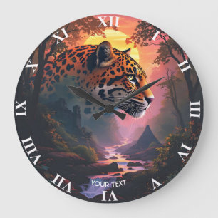 Fantasy Cute Luipaard Bij Zonsondergang Grote Klok
