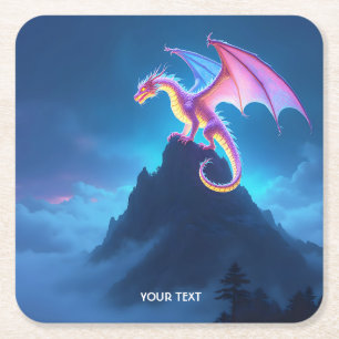 Fantasy Cute Mist Omhulde Draak Vierkante Kartonnen Onderzetter