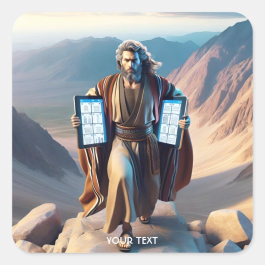 Fantasy Cute Moses Ten Commandments Vierkante Sticker (Voorkant)