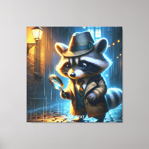 Fantasy Cute Night Wasbeer Detective Canvas Afdruk