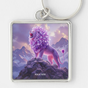 Fantasy Cute Paarse Amethist Leeuw Sleutelhanger