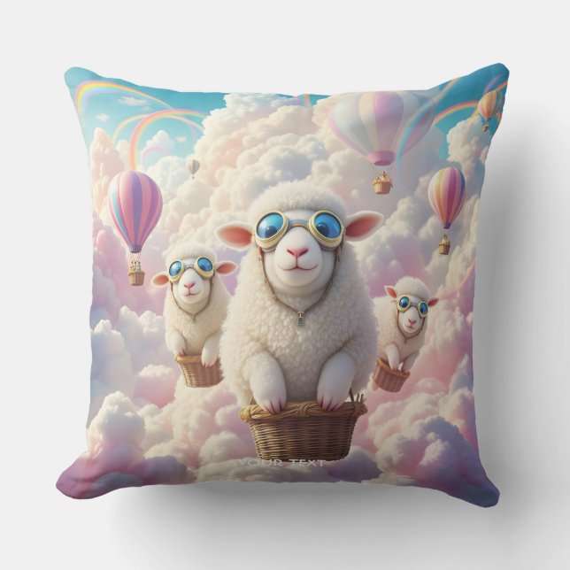Fantasy Cute Pastel Family Sheep Kussen (Voorkant)