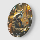 Fantasy Cute Piano Racoon Playing Grote Klok (Hoek)