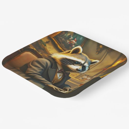 Fantasy Cute Piano Racoon Playing Papieren Bordje (Gebogen)