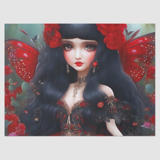 Fantasy Cute Red Fairy Princess Decoupage Tissuepapier (Voorkant)