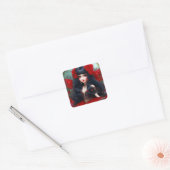 Fantasy Cute Red Fairy Princess Decoupage Vierkante Sticker (Envelop)