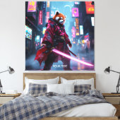 Fantasy Cute Samurai Rode Panda Canvas Afdruk (Insitu (Slaapkamer))