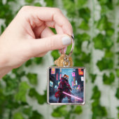 Fantasy Cute Samurai Rode Panda Sleutelhanger (Hand)