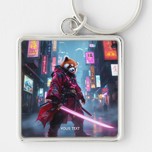 Fantasy Cute Samurai Rode Panda Sleutelhanger (Voorkant)