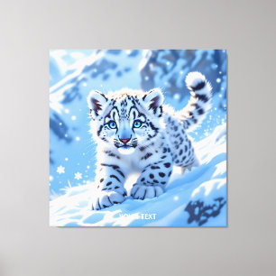Fantasy Cute Sneeuw Baby Luipaard Canvas Afdruk