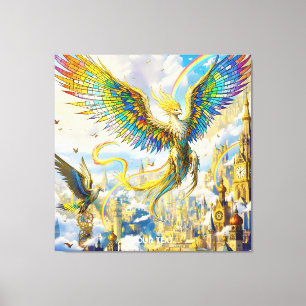Fantasy Cute Steampunk Griffin Stad Canvas Afdruk