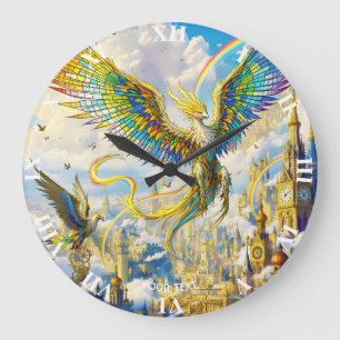 Fantasy Cute Steampunk Griffin Stad Grote Klok