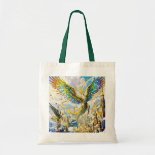 Fantasy Cute Steampunk Griffin Stad Tote Bag