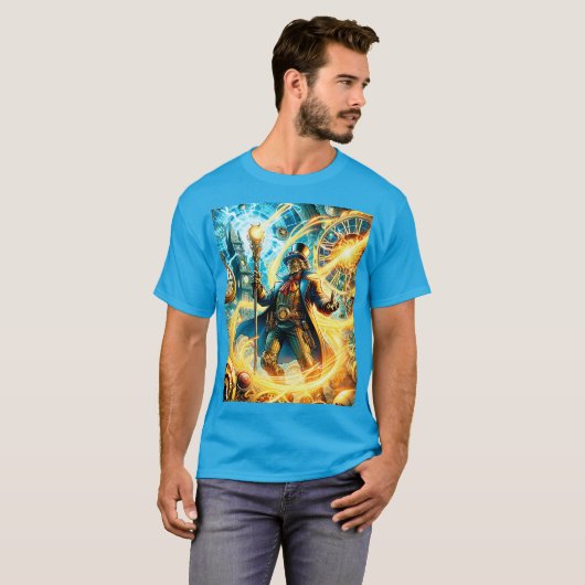 Fantasy Cute Steampunk Time Wizard T-shirt (Voorkant volledig)