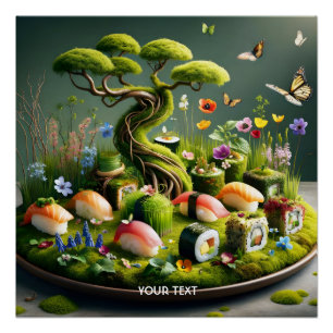 Fantasy Cute Sushi Japans Landschap Perfect Poster