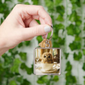 Fantasy Cute Tea Owl Baby Sleutelhanger (Hand)