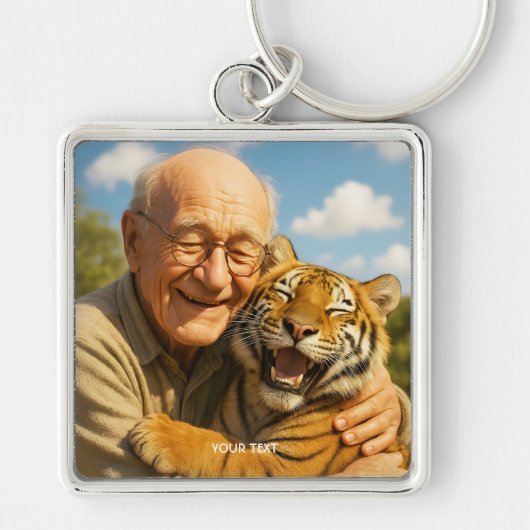 Fantasy Cute Tiger Old Man Sleutelhanger (Voorkant)
