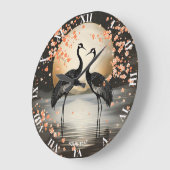 Fantasy Cute Two Black Cranes Grote Klok (Hoek)