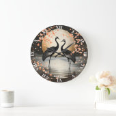 Fantasy Cute Two Black Cranes Grote Klok (Huis)