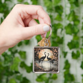 Fantasy Cute Two Black Cranes Sleutelhanger (Hand)