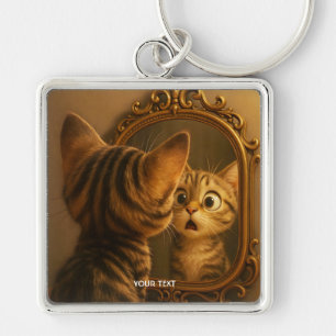 Fantasy Cute Verraste Katten Spiegel Sleutelhanger