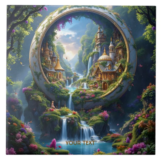 Fantasy Cute Village Tiny City . Perfect As A Bir Tegeltje (Voorkant)