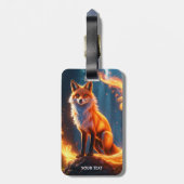 Fantasy Cute Vivid Vulpine Vuur Bos Bagagelabel (Achterkant verticaal)