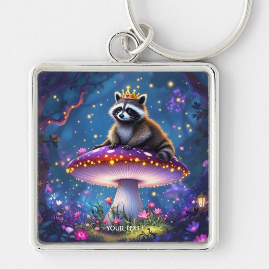 Fantasy Cute Wasbeer Paddenstoelen Kroon Sleutelhanger (Voorkant)