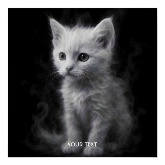 Fantasy Cute White Smoke Kitten Perfect Poster (Voorkant)