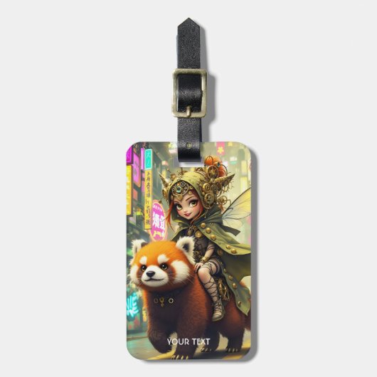 Fantasy Cute Wilde Panda Rit Bagagelabel (Voorkant verticaal)